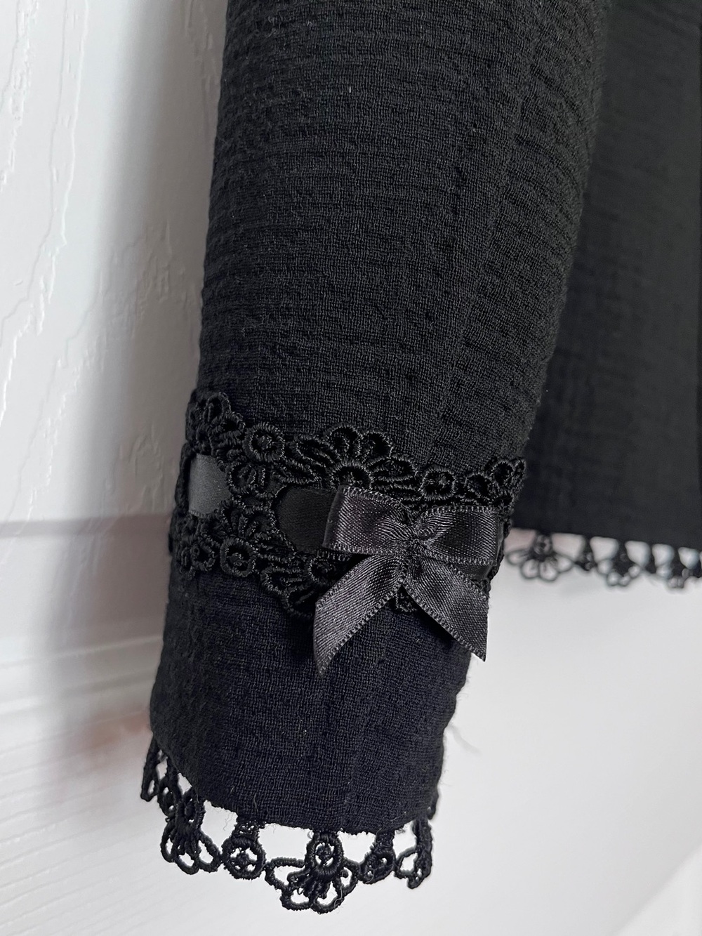 Escada Black Wool Lace-Trim Tailored Button Jacket - Picture 10 of 12
